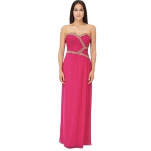 NWT May Queen Pink Maxi‎ Strapless Dress Women's Size 8